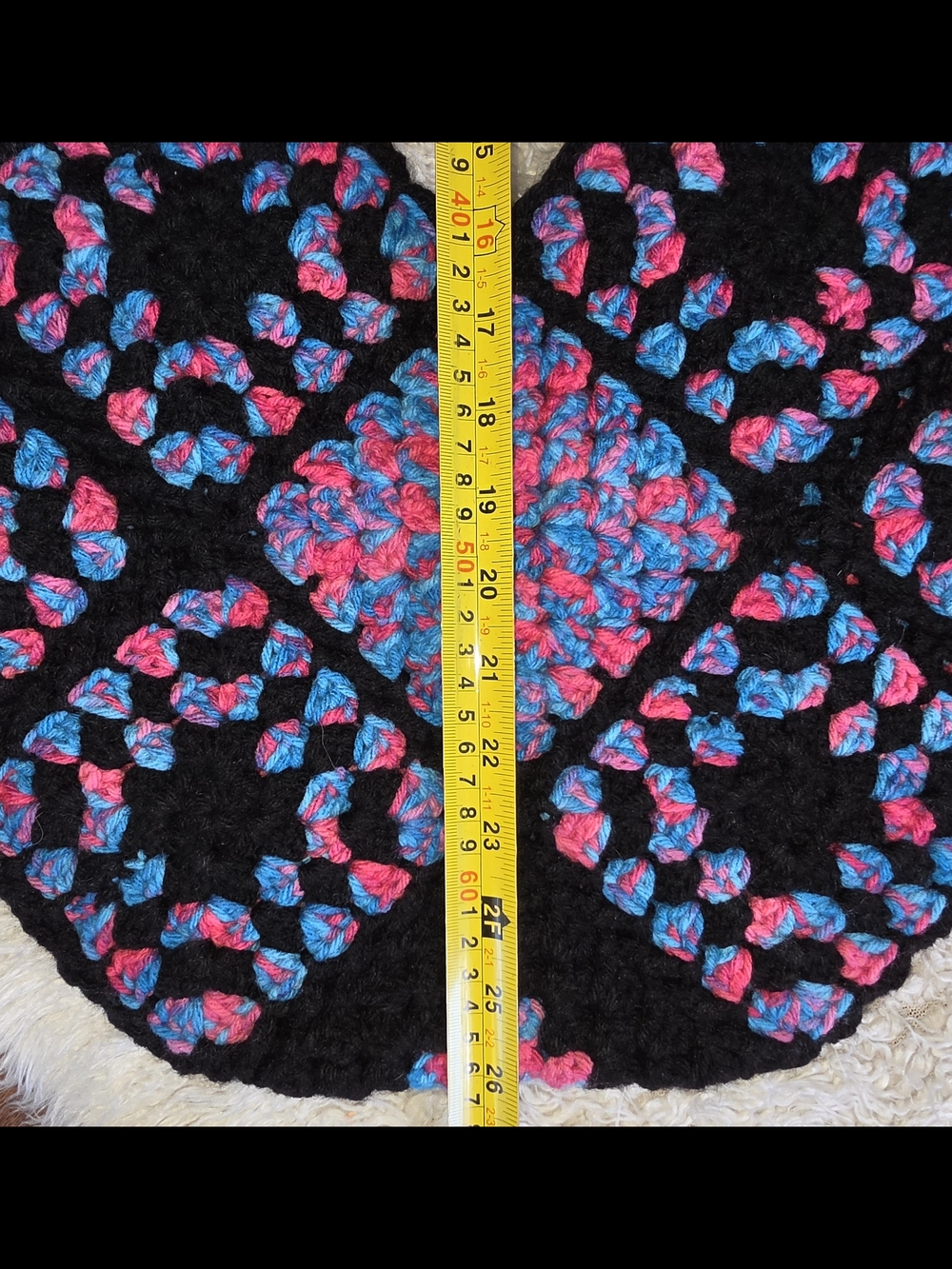 NWT Handmade Pink Blue and Black Crochet "Granny Tote Shoulder Bag" - Picture 5 of 8